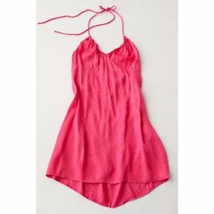 Motel Satin Zebra Halter Slip Dress